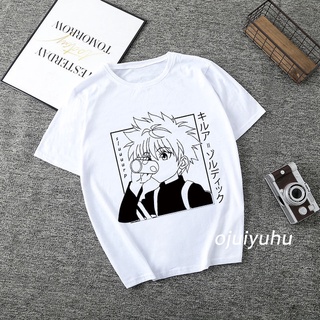 เสื้อยืดคอกลม แบบนิ่ม พิมพ์ลายการ์ตูนอนิเมะ Kawaii Hunter X Hunter Killua Zoldyck สําหรับผู้ชาย และผู้หญิง