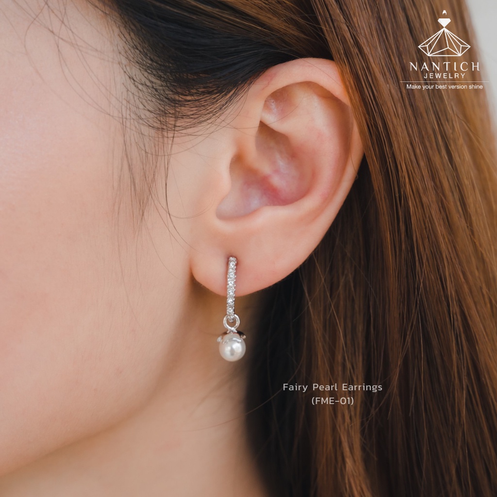 ภาพสินค้า‍ ️  ต่างหู สร้อยคอ คนแพ้ง่าย : Fairy Pearl (FME-01 , FMN-01) Nantich Jewelry จากร้าน nantichjewelry_official บน Shopee ภาพที่ 7