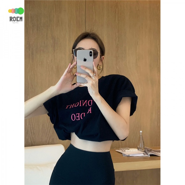 pure-desire-black-round-neck-summer-temperament-short-sleeve-top-pullover-new-letter-printing-t-shirt-design-sense-niche-women