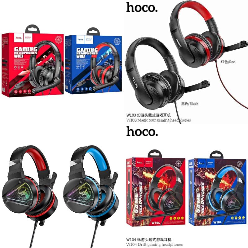 Hoco W103 W104 Gaming Headphones หูฟังครอบหู มีไมค์ ฟังเพลงได้ คุย ...
