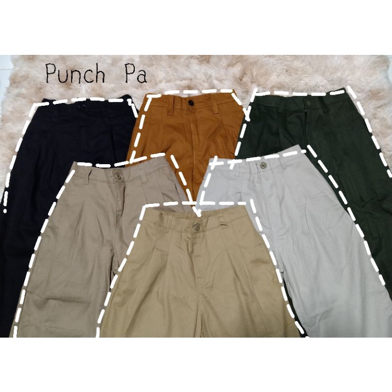 ภาพหน้าปกสินค้าถูก  กางเกงวินเทจทรงลุง มือ1 เอวสม็อคหลัง  ๆ จากร้าน punch_pa บน Shopee