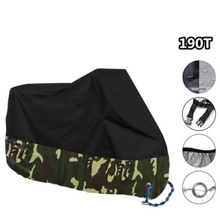 ผ้าคลุมรถมอเตอร์ไซค์กันน้ำ กันแดด กันฝุ่น สี ดำ/ลายทหาร ไซส์ Large  Motorbike Waterproof Cover