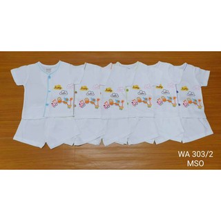 Little Home Baby ชุดเด็กแรกเกิด เสื้อกระดุม+กางเกง พื้นขาว (สั้น)