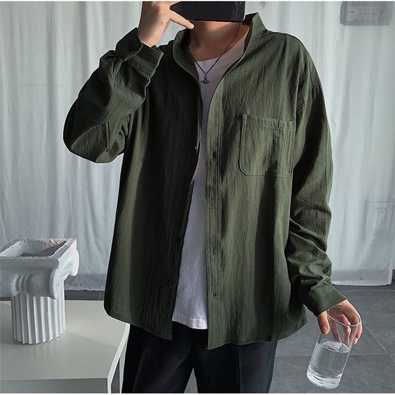 เสื้อลินิน-เสื้อผู้ชาย-ดาบคอปกผ้าฝ้ายตระเวณ