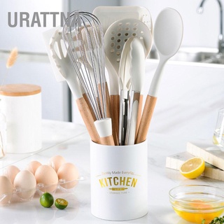 URATTNA 11Pcs White Silicone Kitchenware Kit Non‑Stick Kitchen Utensils with Storage Box