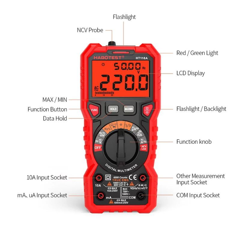 มัลติมิเตอร์ดิจิตอล-habotest-ht811a-multimeter-digital-มิเตอร์วัดไฟแบบดิจิตอล