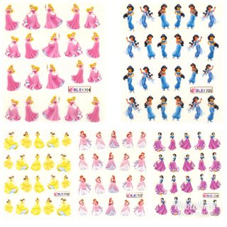 สติกเกอร์ติดเล็บ สติกเกอร์ตกแต่งเล็บ แทททูติดเล็บ แบบลอกลายน้ำ ลายเจ้าหญิงดิสนีย์
