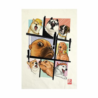 ผ้าแคนวาส พิมพ์ลาย หมาเงิบ ไม่มีกรอบ  ขนาด 34.5x48.5 ซม. /  Oh! My Dog Fabric Art  Canvas No frame