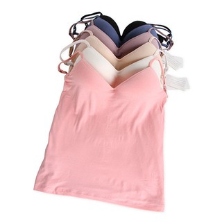 Cali☆Modal Adjustable Strap Built In Bra Padded Self Mold Bra Tank Top Camisole
