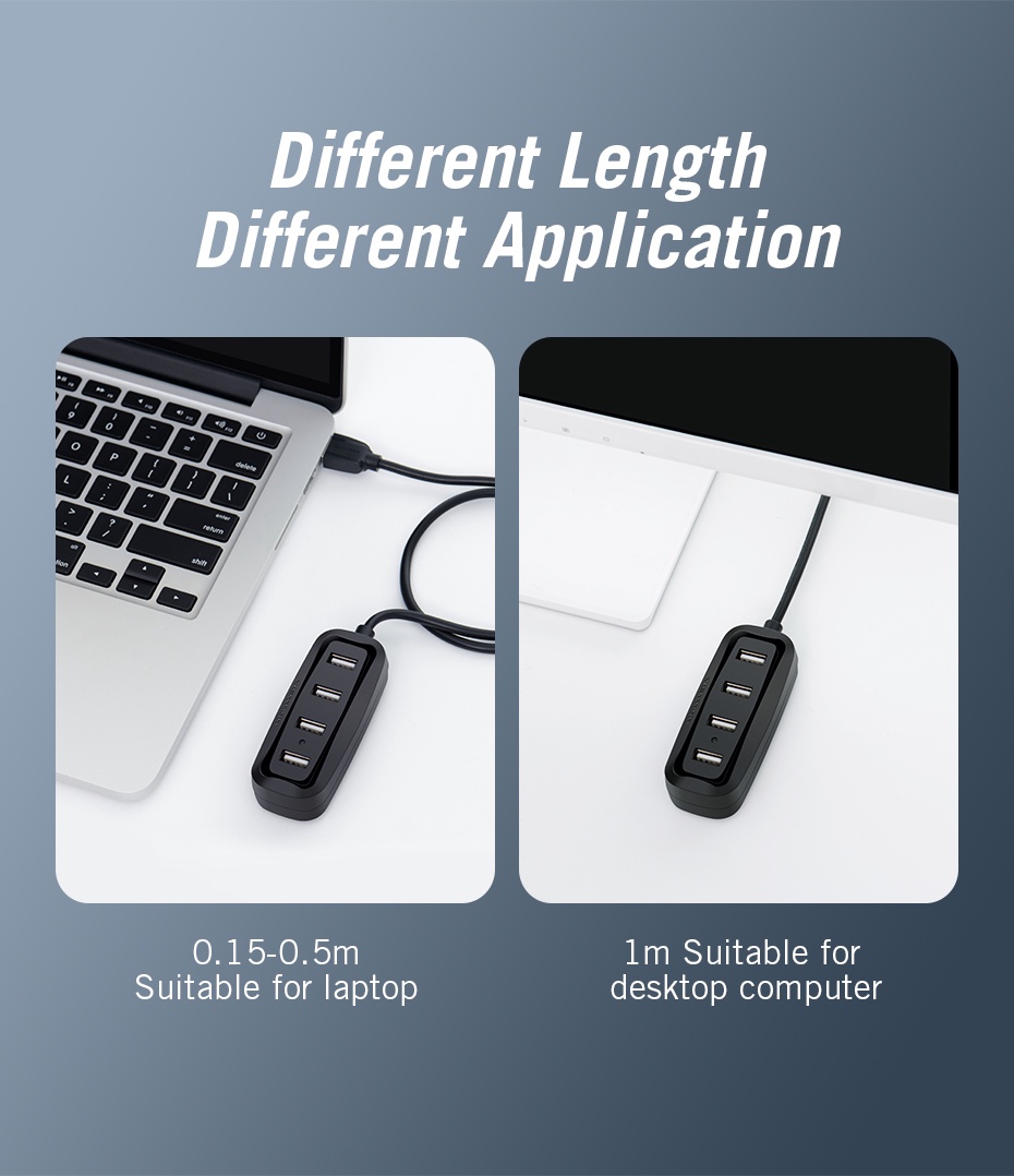 มุมมองเพิ่มเติมของสินค้า Vention ฮับ USB 2.0 ความเร็วสูง มี 4 พอร์ต ฮับ USB เชื่อมต่อจากด้านบน สำหรับพีซี แล็ปท็อป คอมพิวเตอร์ เครื่องอ่านบัตร เมาส์ คีย์บอร์ด