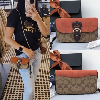 🎀 (สด-ผ่อน) กระเป๋าสะพาย 7 นิ้ว สายโซ่ COACH C5620 KLEO CROSSBODY IN SIGNATURE CANVAS