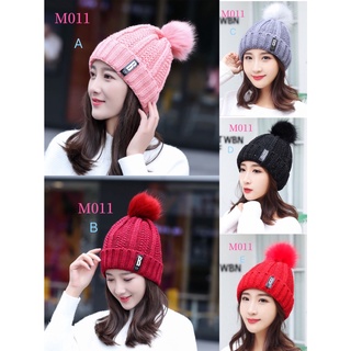 M-011หมวกไหมพรม ผู้หญิงฤดูหนาวเวอร์ชั่นเกาหลี หมวกกันหนาวฤดูหนาวกำมะหยี่ มีเฉพาะหมวก ไม่มีผ้าพันคอ