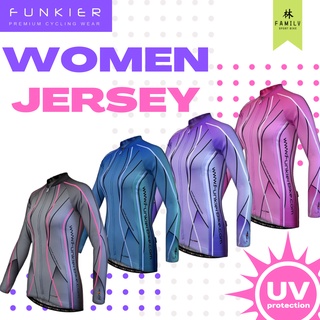 เสื้อปั่นจักรยานผู้หญิง Funkier เเขนยาวกันรังสี UV J-395-L
