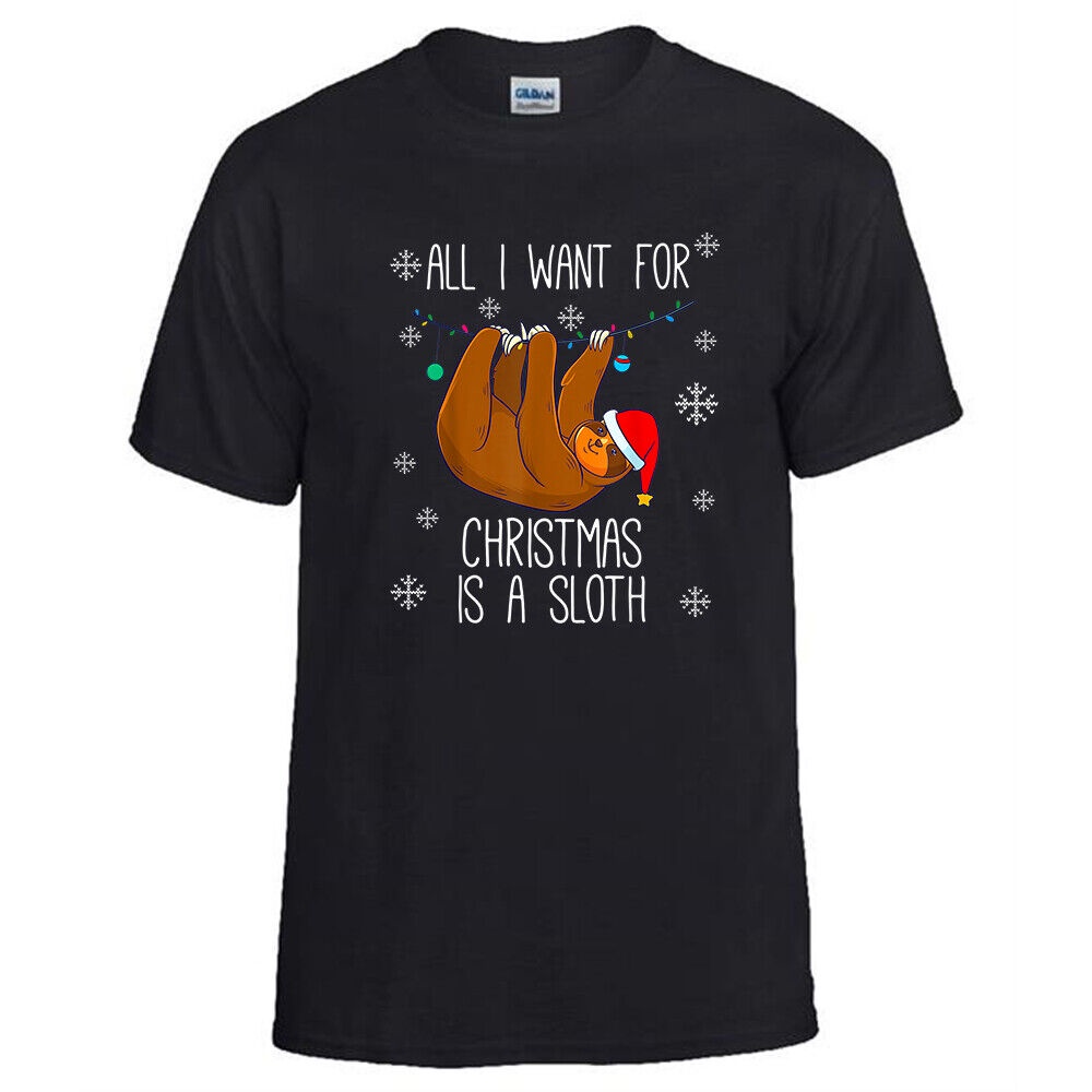 t-shirt-เสื้อยืด-พิมพ์ลาย-i-want-for-christmas-is-sloth-man-ของขวัญคริสต์มาส-สําหรับผู้ชายs-5xl