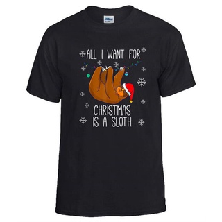 T-shirt  เสื้อยืด พิมพ์ลาย I Want For Christmas Is Sloth Man ของขวัญคริสต์มาส สําหรับผู้ชายS-5XL