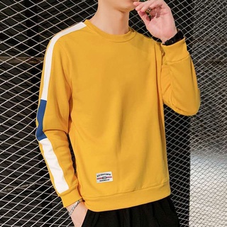 พร้อมส่ง เสื้อยืดกันหนาว แขนยาว ทรงสลิมฟิต สีขาว สีเหลือง สีดํา เหมาะกับฤดูใบไม้ผลิ และฤดูใบไม้ร่วง สําหรับผู้ชาย