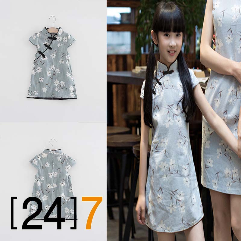 24-7-minidress-ชุดกระโปรงเด็กผู้หญิงลายดอกไม้กี่เผ้า