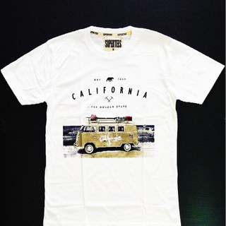 【🔥🔥】เสื้อยืด Supertees (มี2สี ขาวและกรมเขียว) cotton 100% ลายรถเก่าCalifornia