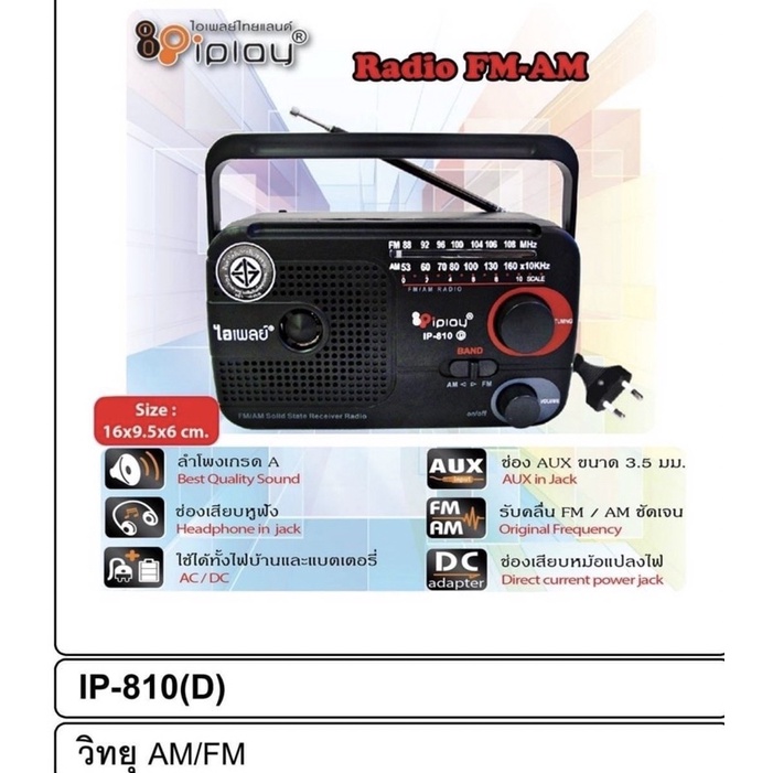 ภาพหน้าปกสินค้าวิทยุ AM/FM iplay IP-810C คลื่นชัด เสียงใส รุ่น IP810C