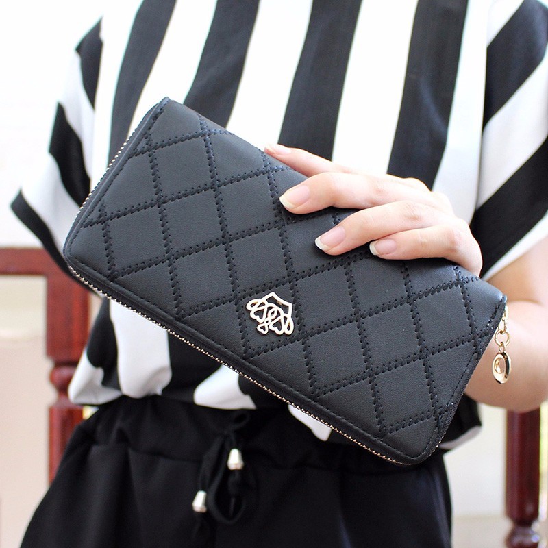 fin-1-กระเป๋าใส่เช็ค-กระเป๋าเงินใบยาว-กระเป๋าโทรศัพท์-long-wallet-purse-no-2111-สีดำ