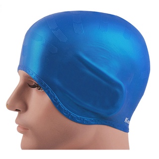 หมวกว่ายน้ำเนื้อซิลิโคน ปิดหู (น้ำเงิน) รหัส SWGC59-08