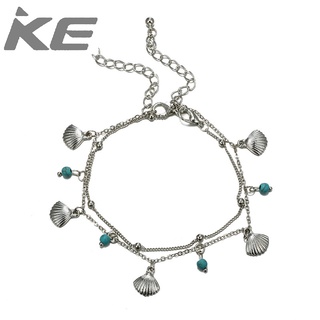Jewelry Simple Shell Turquoise Scallop Pattern Beaded Anklet Two-Piece Set for girls for women