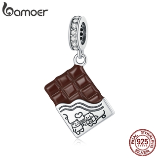 Bamoer Real Silver 925 Chocolate Pendant with Cubic Zircon For Bracelet DIY Fashion Jewellery Fit Gifts SCC1782