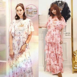 Maxi Dress แม็กซี่เดรสปักน้องกวาง สวยๆแบบแม่อั้มใส่ สวยงามอะไรเบอร์นี้ เนื้อผ้าชีฟอง มีซับใน งานสวยเนี๊ยบ เป๊ะ มีซิปหลัง