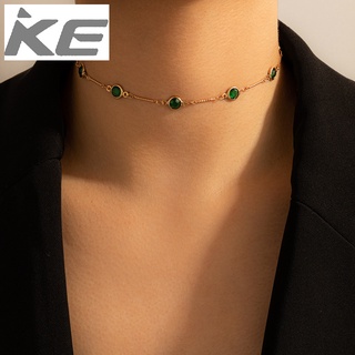 Jewelry Simple Green Rhinestone Womens Short Single Necklace Clavicle Chain for girls for wom