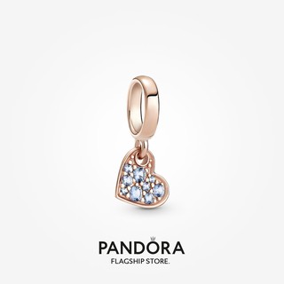 Pandora จี้รูปหัวใจ ดอกกุหลาบ สีฟ้าอ่อน ของขวัญวันเกิด สําหรับสุภาพสตรี p825