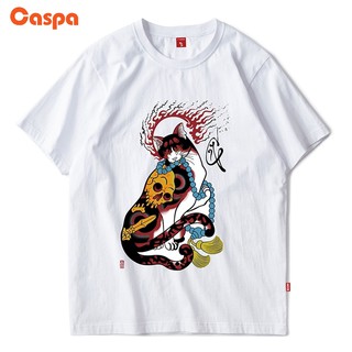 Caspa เสื้อยืดสกรีน ลายสกรีน แมว เสื้อคอกลมแขนสั้นผ้าฝ้าย แฟชั่น วัยรุ่น - M470T