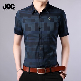 【2 สี】เสื้อยืดแขนสั้น ลายสก๊อต สไตล์นักธุรกิจ สําหรับผู้ชาย