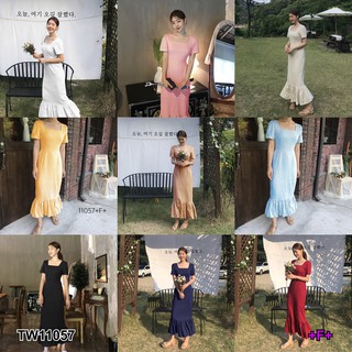 AK 11057 Maxi Dress แม็กซี่เดรสคอเหลี่ยม