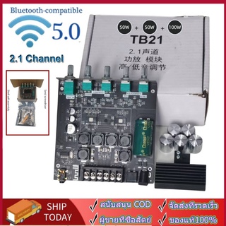 สินค้า แอมป์จิ๋ว Zk-Tb21 แอมจิ๋ว บลูทู ธ 5.0 ซับวูฟเฟอร์เครื่องขยายเสียง กำลังขับ 2x50W+ 100W  ซิฟTPA3116D2 ระบบ 2.1ch แผ่นบอ