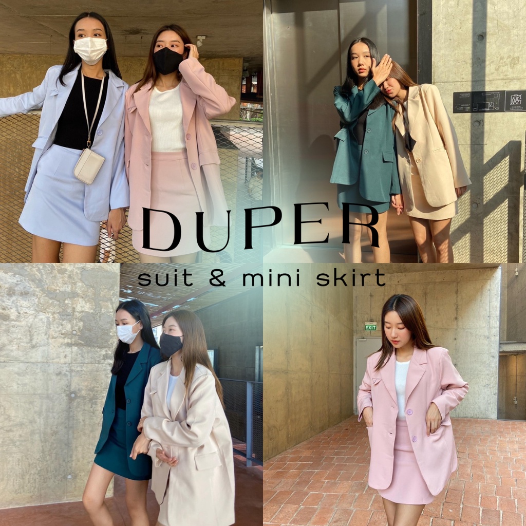 chuuchop-พร้อมส่ง-c7595-c7596-duper-suit-amp-mini-skirt-เสื้อสูทแขนยาว-amp-กระโปรงสั้นสีพื้นพาสเทล-มี4สี