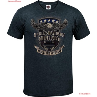 แฟชั่นคลาสสิกเสื้อยืดลำลอง Harley-Davidson Military - Mens Charcoal Graphic T-Shirt - Overseas Tour Veterans Support Sp