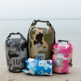 กระเป๋ากันน้ำ 100% "ลายพราง" 15 ลิตร 100% waterproof bag "Camouflage" 15L