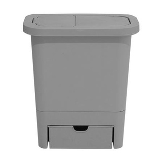 Dee-Double  ถังขยะพร้อมที่แขวน GOMI 7 ลิตร สีเทา  ถังขยะภายใน ถังขยะในบ้านสวย ๆ ถังขยะกลม ถังขยะในครัว ถังขยะเล็ก