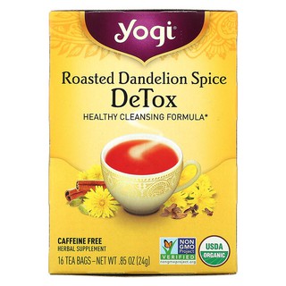 [แยกซอง/ยกกล่อง] ชา Yogi Tea, Detox, Roasted Dandelion Spice, Caffeine Free,