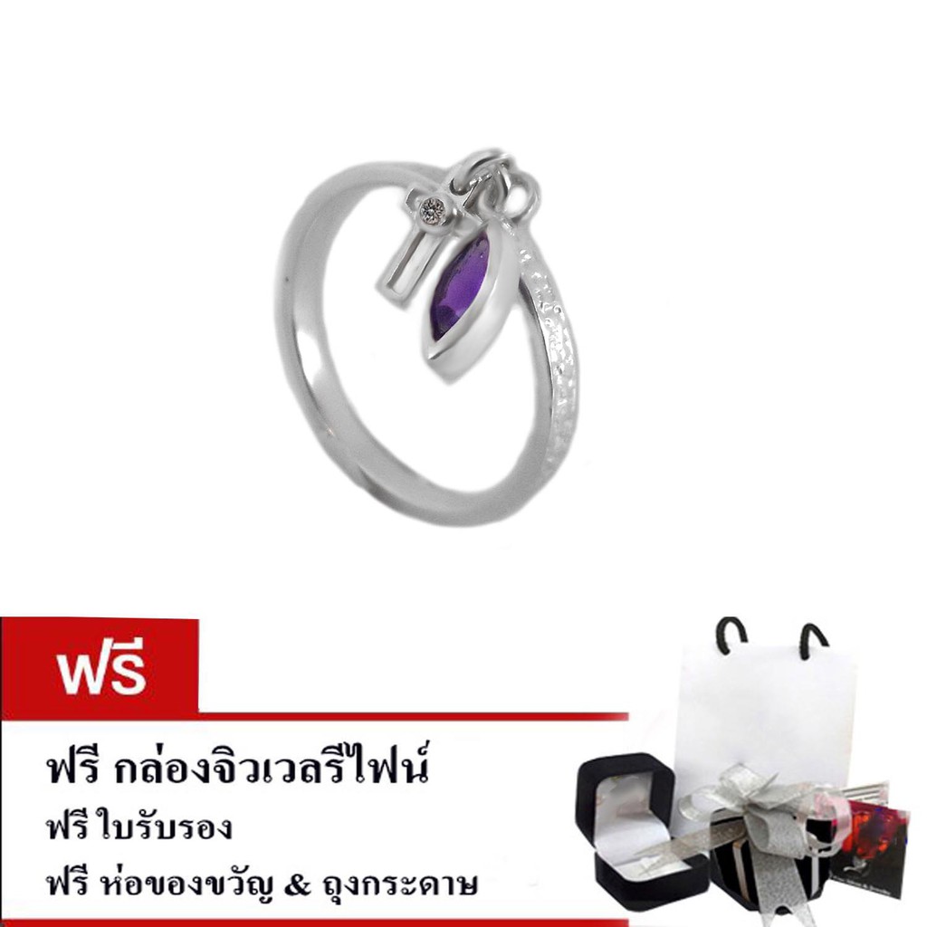 finejewelthai-แหวนอะเมทิสต์-แหวนแต่งงาน-แหวนคู่-แหวนเงิน-ring-diamond-cz-silver-amethyst-r1226amt-cz