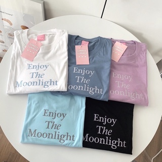 เสื้อยืดผ้าฝ้ายพิมพ์ลายขายดี(oversize.summer) เสื้อยืดโอเวอร์ไซส์ ผ้าคอตตอน งานปัก - Enjoy The Moonlight