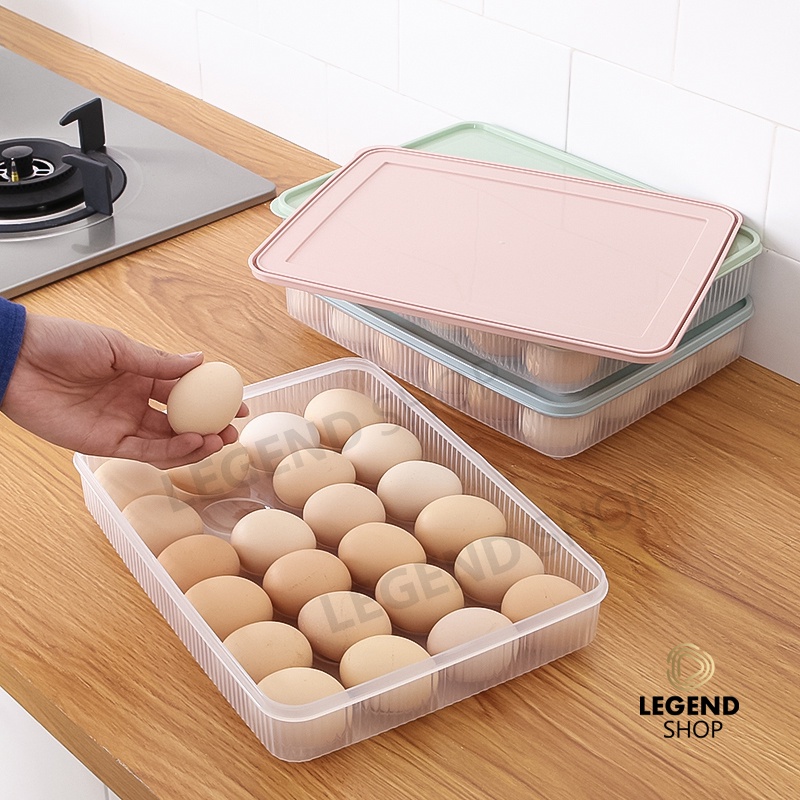ภาพหน้าปกสินค้ากล่องใส่ไข่ 24 ช่อง พร้อมฝาปิด 31.5x23.5x5.5 cm วางซ้อนกันได้ แช่ในตู้เย็น กล่องเก็บไข่ ที่เก็บไข่ มีให้เลือก 4 สี จากร้าน legendshop65 บน Shopee