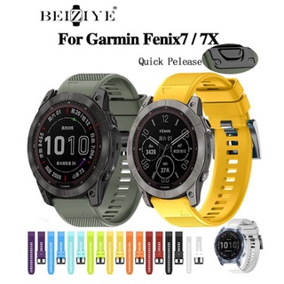 beiziye สาย Garmin Fenix 7X สายซิลิโคน สําหรับ Garmin Fenix 7 สมาร์ทวอทช์ ปลดเร็ว สายนาฬิกาซิลิโคน ใส่ง่าย สายนาฬิกาซิลิโคน