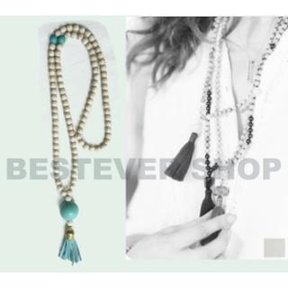 สร้อยคอลูกปัดมาลา  mala bead necklace  สร้อยลูกปัดแฟชั่น สร้อยหินแท้