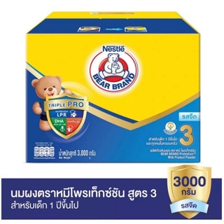 Bear brand Protextion นมผงตราหมีโพรเท็กซ์ชั่น 3 ขนนาด จืด,น้ำผึ้ง  3,000, 3600/ 3300 กรัม