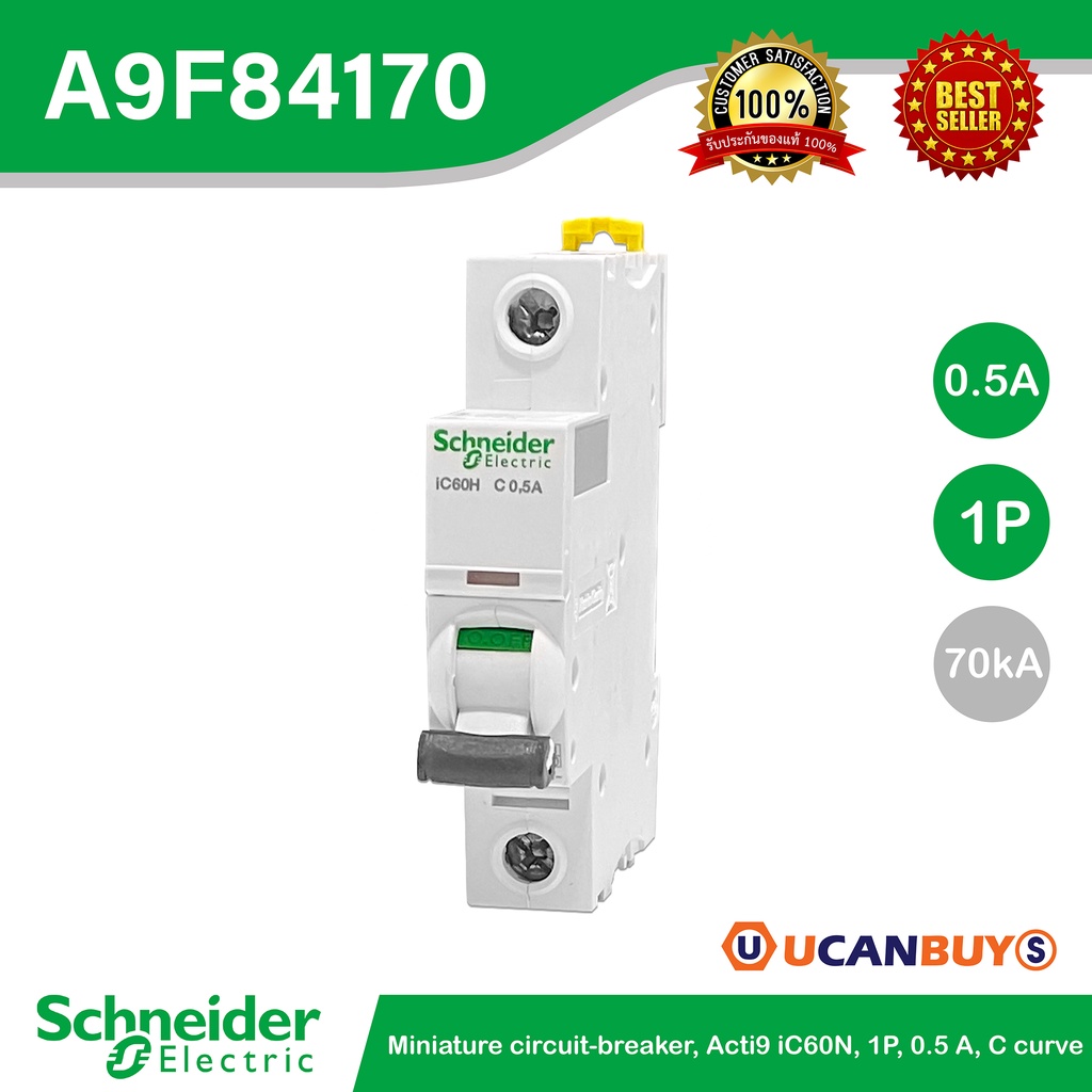 Schneider Electric a9 °F84216 ic60h DC, acti9, curvatura C, 2P, 85 mm altezza X 36 mm larghezza X 78.5 mm profondità, 16 A corrente, 50/60 HZ, Bianco