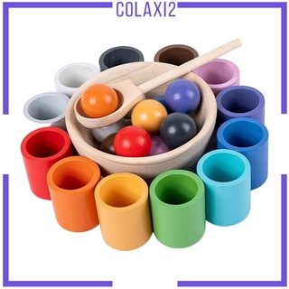 Kids Balls in Cups Montessori Toy and Bowl Spoon Color Sorting and Counting