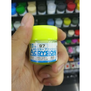 สีสูตรน้ำ Mr.Acrysion Color N97 FLUORESCENT YELLOW (Gloss) 10ml
