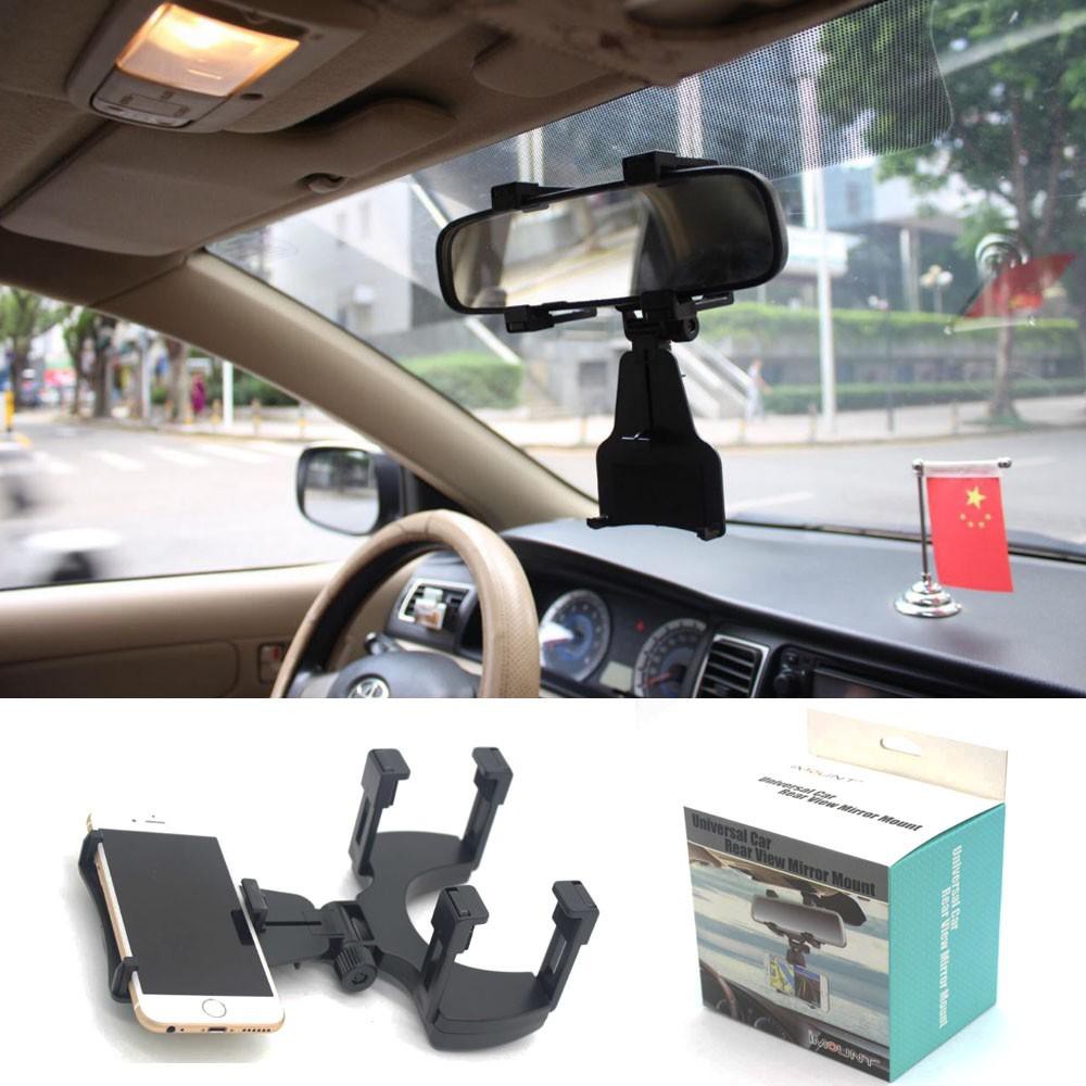 ที่วางโทรศัพท์ในรถ-แบบติดกระจกมองหลัง-car-mounts-อุปกรณ์ยึดมือถือในรถ-ขาจับโทรศัพท์