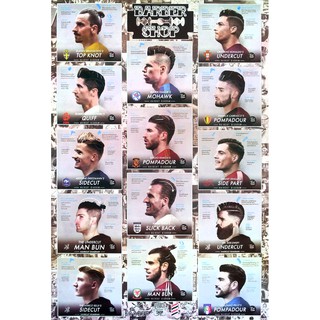โปสเตอร์ ทรงผมชาย Mens Hairstyles Poster 24”x35” Inch Fashion Salon Hairdresser 7